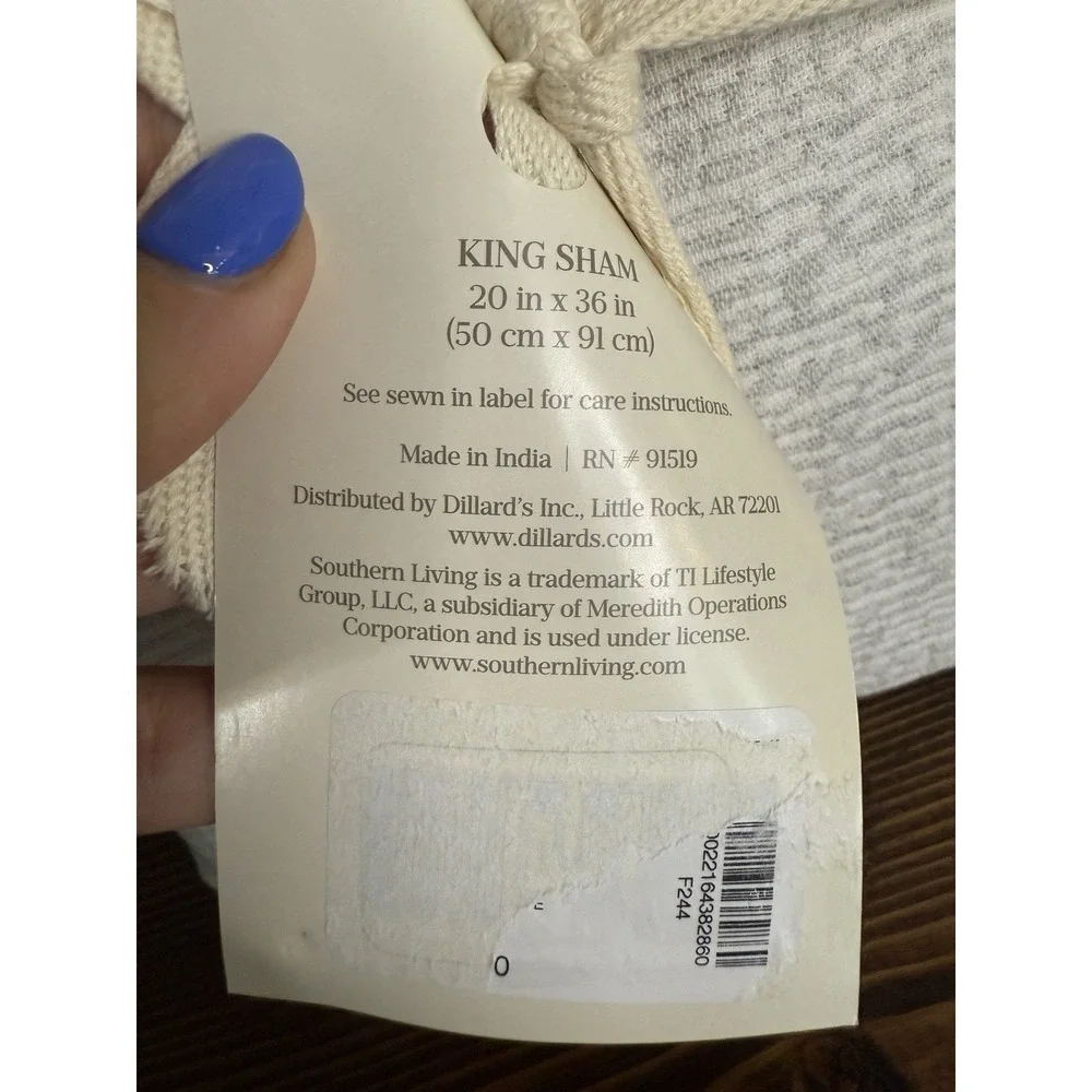 Southern Living Simplicity Paxton Grey Lot Of 2 King Sham Pillow‎ Cases